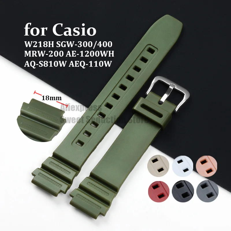 Silicone Rubber Watch Band for Casio W218H SGW-300/400 MRW-200 AE-1200WH Bracelet Sport Soft Women Men Watch Strap Accessories