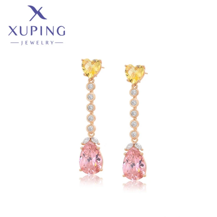 Xuping Jewelry New Fashion Polychrome Zirconia Gold Color Piering Hang Earrings for Women Schoolgirl Christmas Gifts X000771531