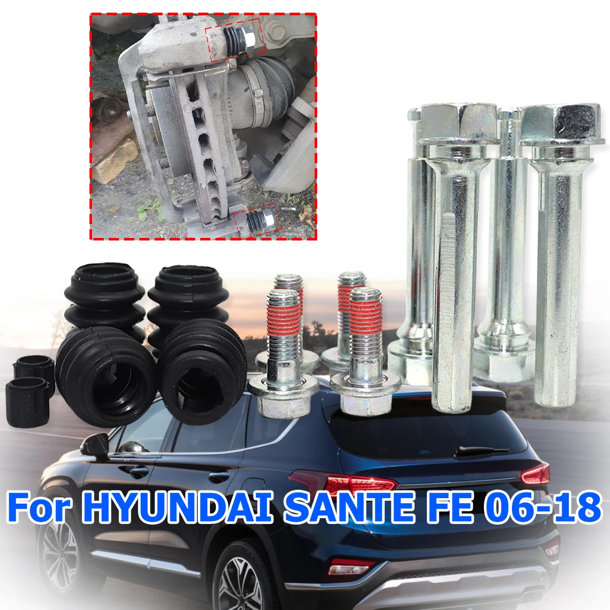 

FOR HYUNDAI SANTE FE 2006-2018 Front Left Right Brake Caliper Cylinder Slider Guide Pin Bushing Boot Seal Kit Replacement Parts