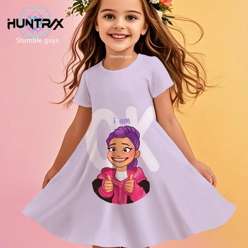 

Kpop Demon Hunters Kpop Cartoon Girls Dress Summer Kids Anime Graphic Princess Beach Sundress Casual Nightgown