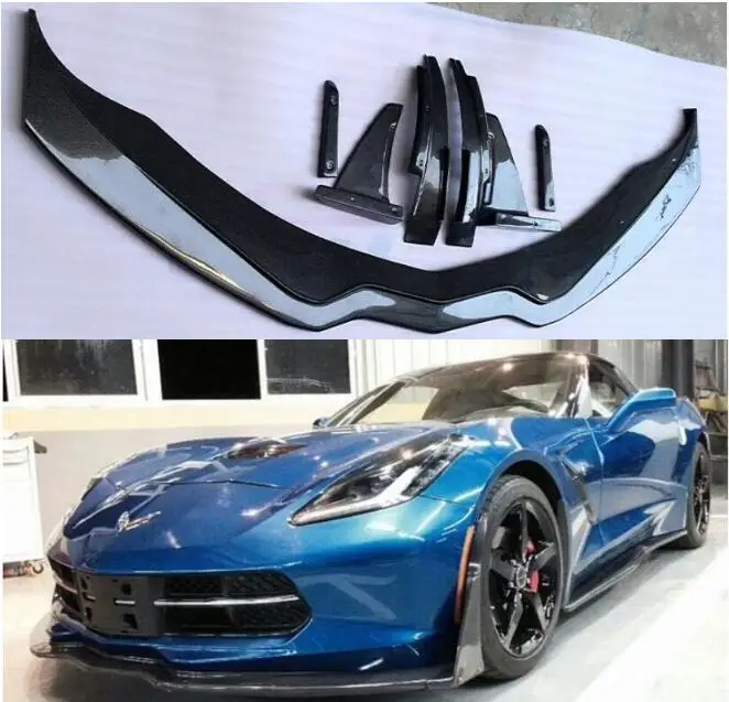 Real Carbon Fiber Front Bumper Splitters Lip Spoiler For Chevrolet Corvette C7 Z06 Z07 2014 2015 2016 2017