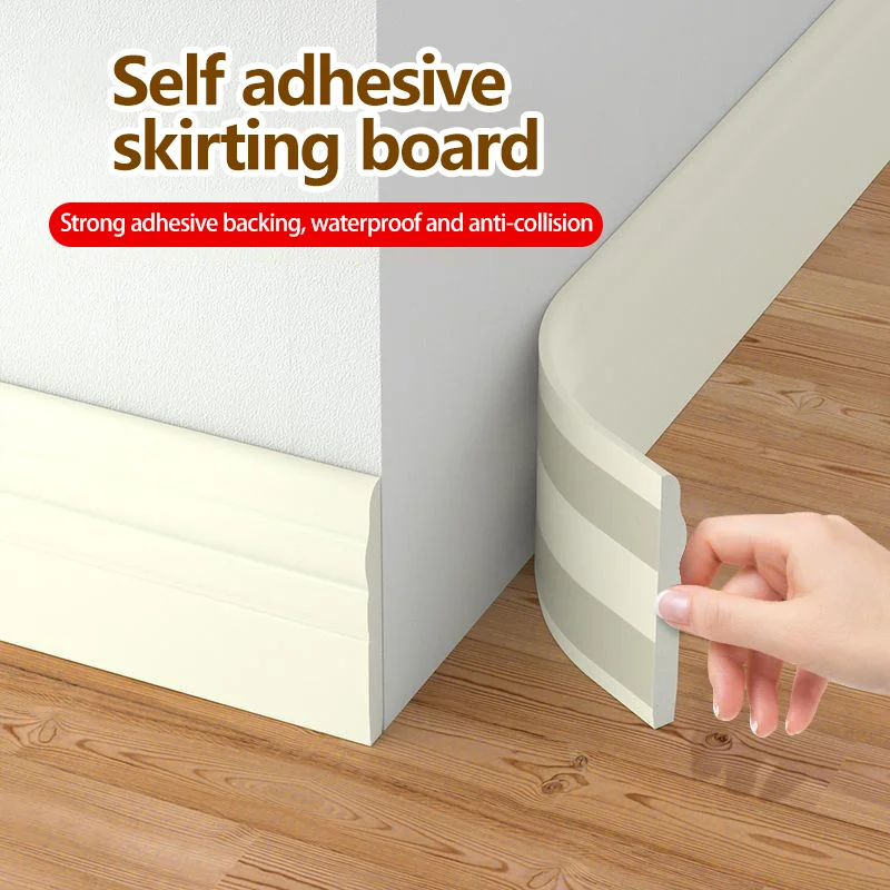 196.85-inch self-adhesive floor decorative strip, easy to install tear off soft edge skirting board, suitable for home use