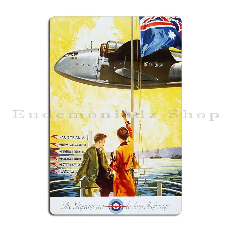 Qantas Air 1940 S Skyways винтажная дорожная металлическая табличка персонализированная настенная роспись пещера настенная пещера клубная вечеринка жестяная вывеска плакат