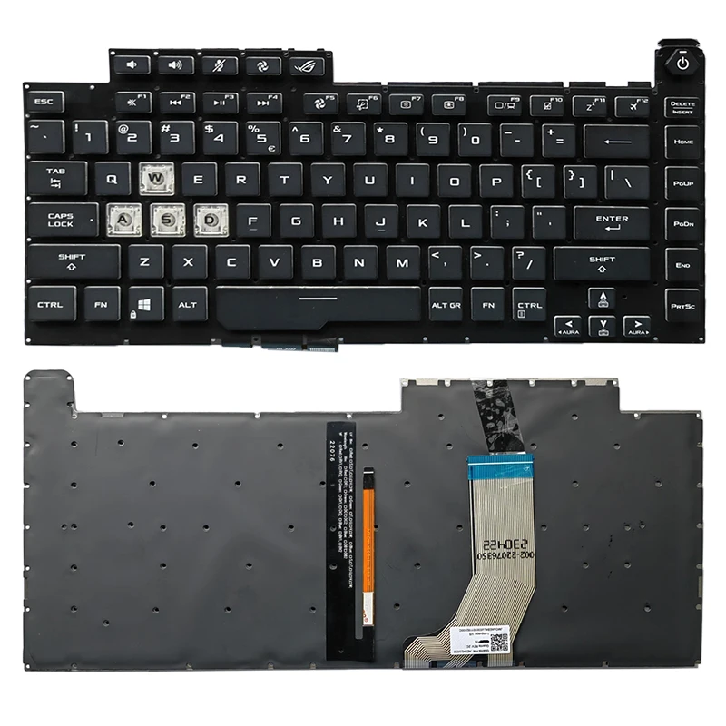 Ru/sp/fr/eua teclado inglês para asus rog strix scar iii g512 l 3 plus g531g gl531 g531gv g531 s531 g531gt g531gu eua azul claro