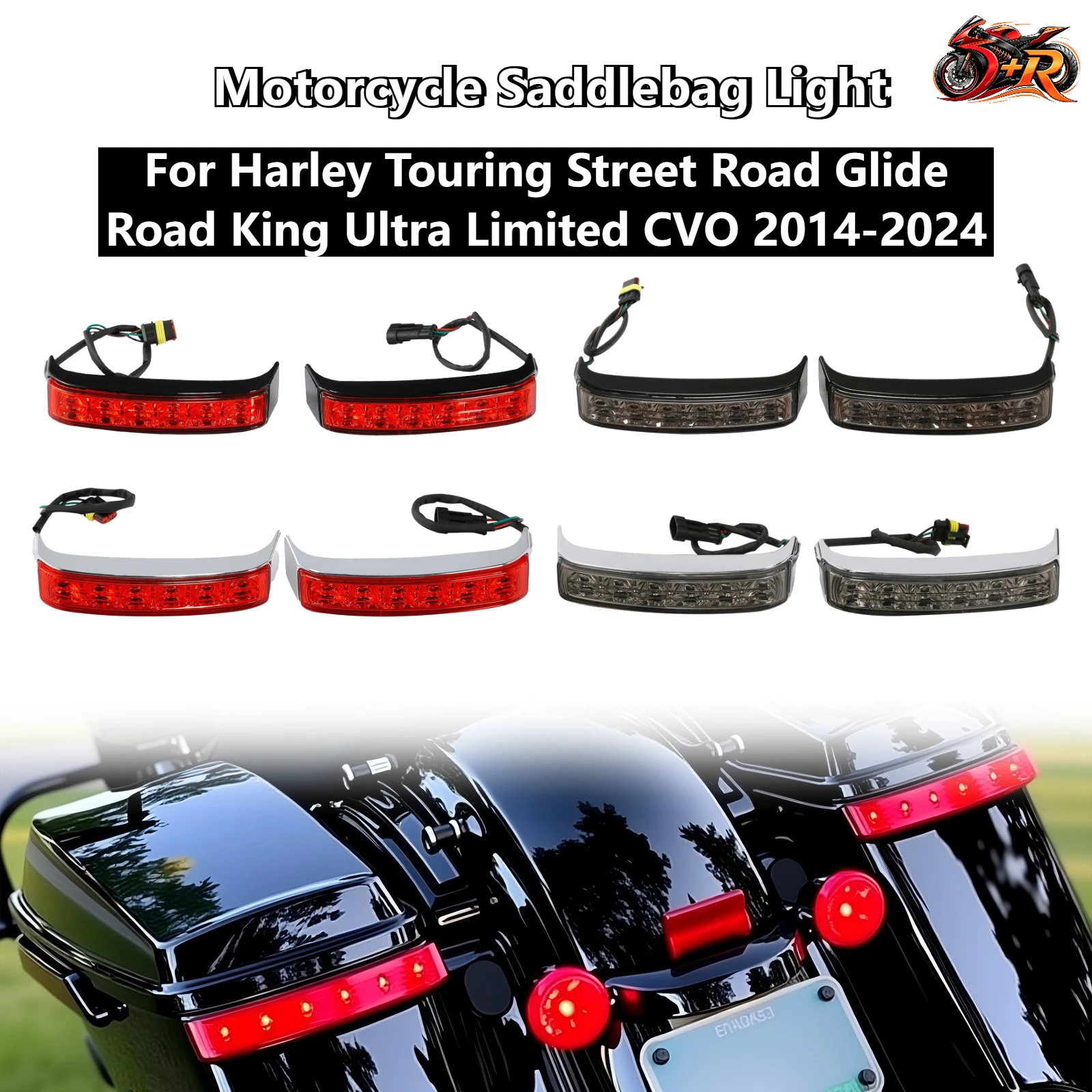 

Motorcycle Saddlebag LED Turn Signal Running Brake Light For Harley Road King Electra Ultra Glide FLHT FLHX 2014-2024 DONGRANG