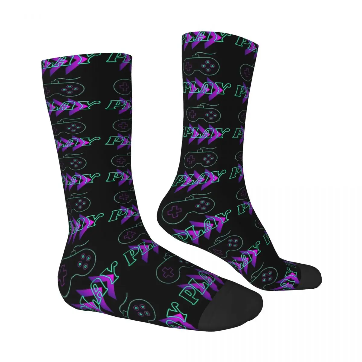 Play Neon Gamer Buttons Unisex Winter Socks Hiking Happy Socks Street Style Crazy Sock