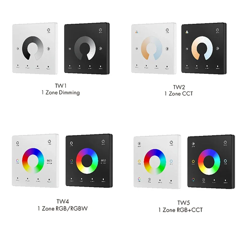 

Wall Mounted Touch Panel 2.4G RF Remote dimming Dimmer Switch use for Single Color/CCT/RGB RGBW/RGBCCT LED Strip tape