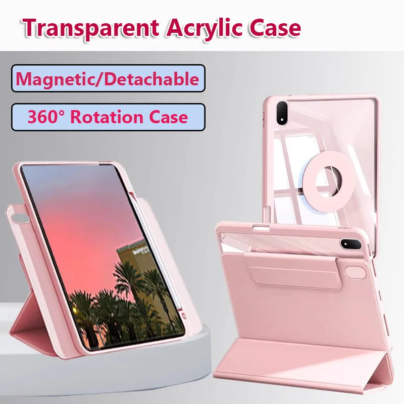 

Чехол для Huawei Honor Pad X8A NDL-W09 11 дюймов 2024 X9a 11,5 дюймов 2025 X9 Pro X8a 2024 11 360 ° Вращающаяся прозрачная акриловая крышка