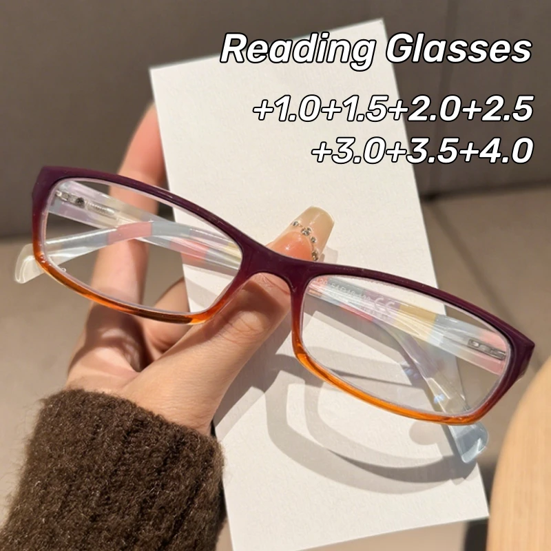 

Retro Square Reading Glasses Fashionable Multi-colour Spring-loaded Legs Anti-Blue Light Glasses Men Women Presbyopia Glasses