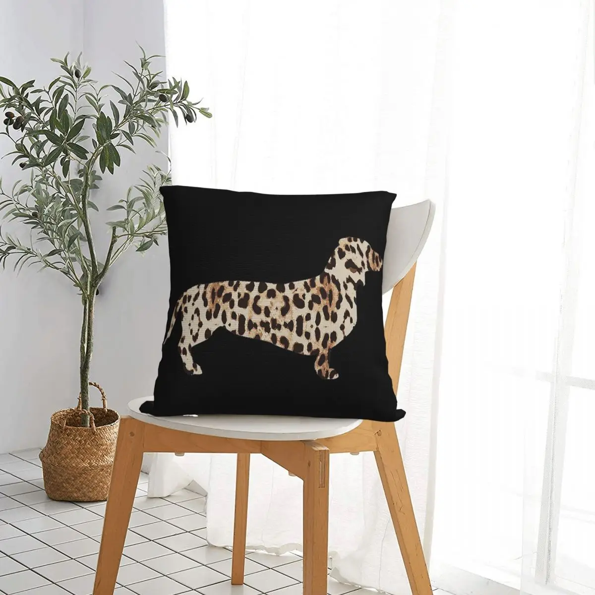 Dachshund Dog Leopard Pattern Pillow Cases Wiener Sausage Doxie Cushion Covers Customized Decor Pillowcase for Living Room