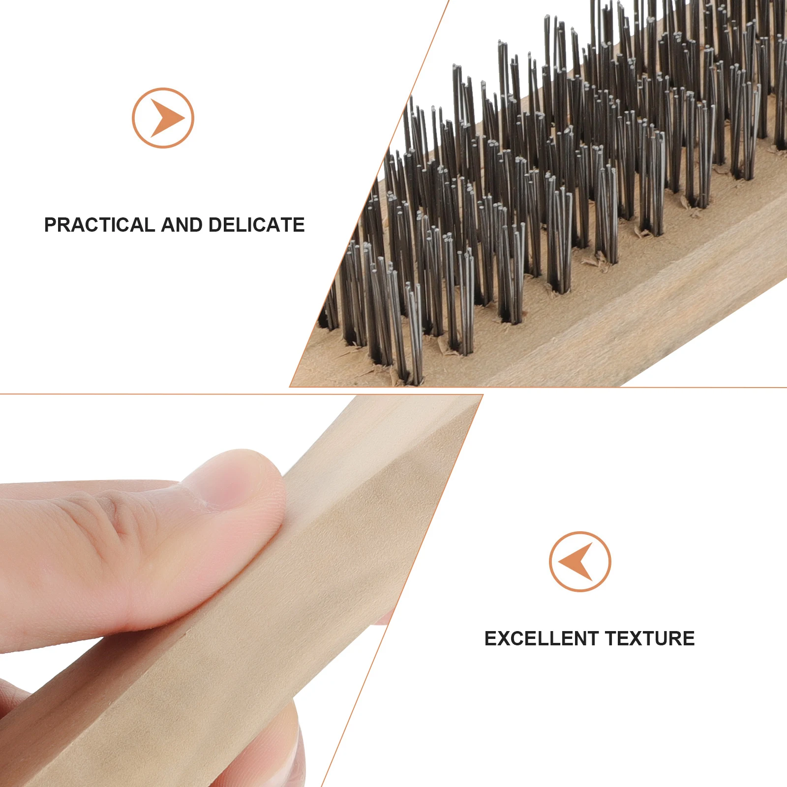 5 قطعة فرش تنظيف أسلاك الفولاذ مقبض خشبي إزالة الصدأ أدوات عملية تنظيف الأسلاك البيج إزالة الصدأ دائم #1