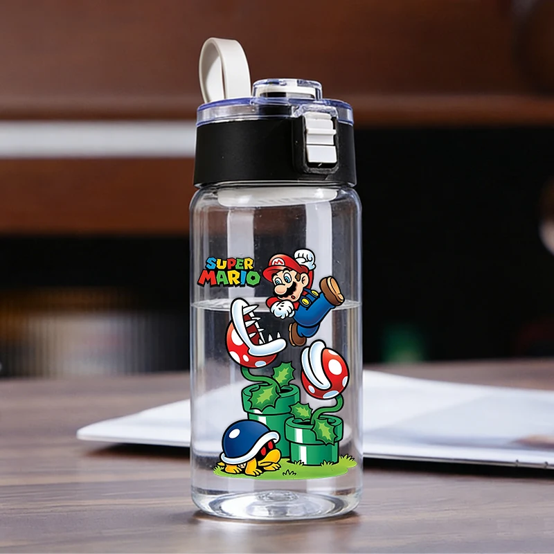 

Бутылка для воды Marios Bros Luigi, 600 мл, детская, прозрачная, с соломинкой, для игр, аниме, для мальчиков и девочек, портативная, герметичная