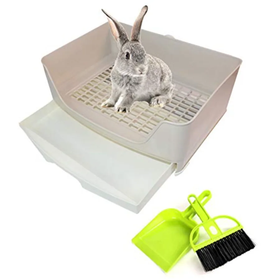 

Large Rabbit Litter Box Bigger Pet Litter Pan Trainer with Drawer Corner Toilet Box for Adult Guinea Pigs Chinchilla Ferret Hed