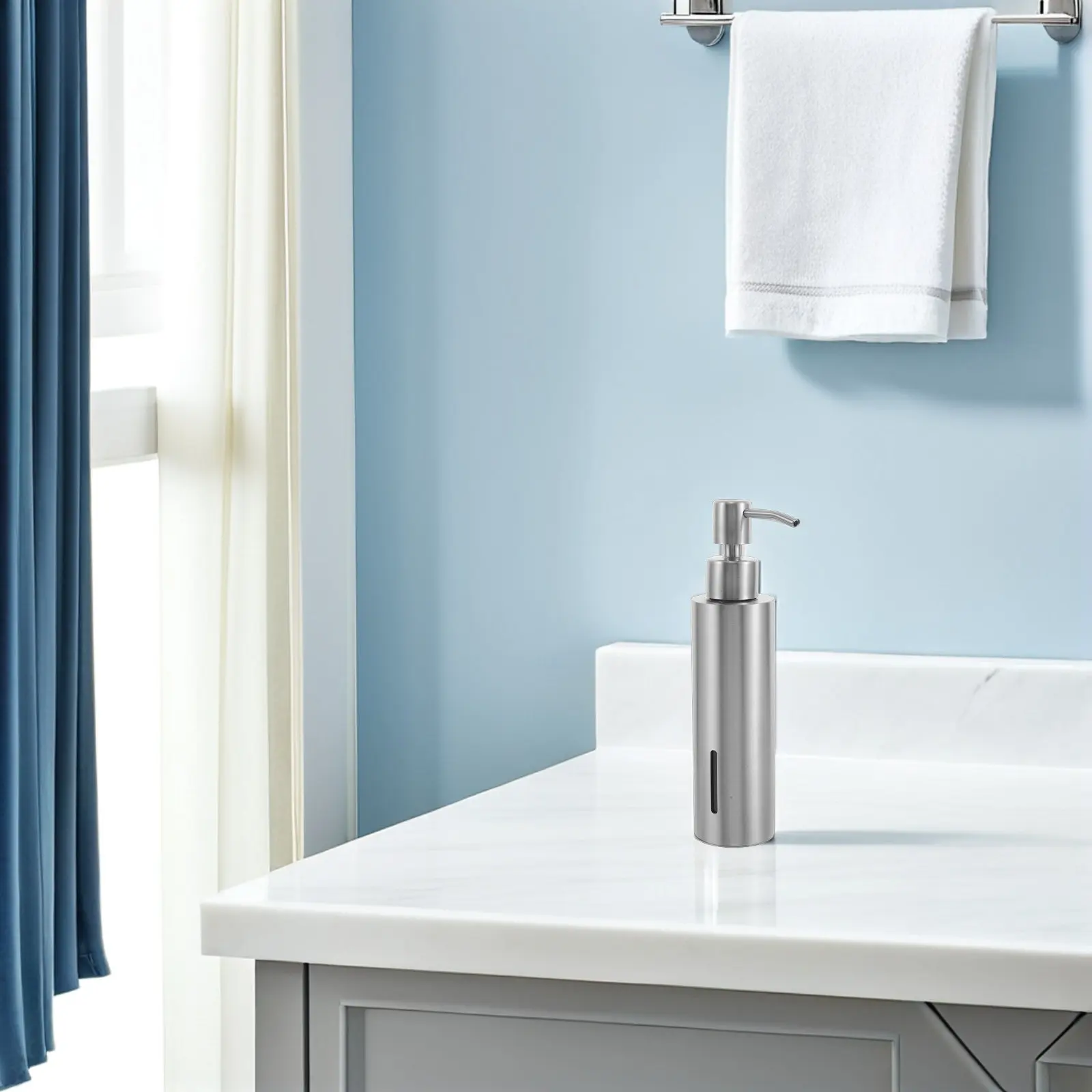

Stainless Steel Soap Dispenser 200Ml Brushed Nickel Pump Refillable Countertop Bottle for Bathroom Kitchen Hand Liquid Soap