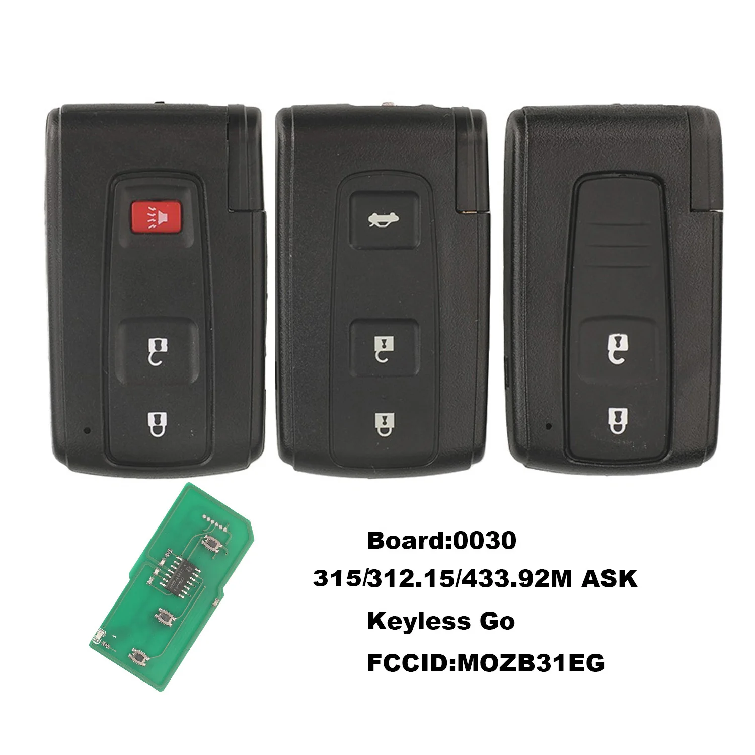 

jingyuqin Smart Remote Keyless Go Key For Toyota Prius 2004 -2009 Auto Car 312.15/315.12/433MHz 4D Chip Keys FCC MOZB31EG