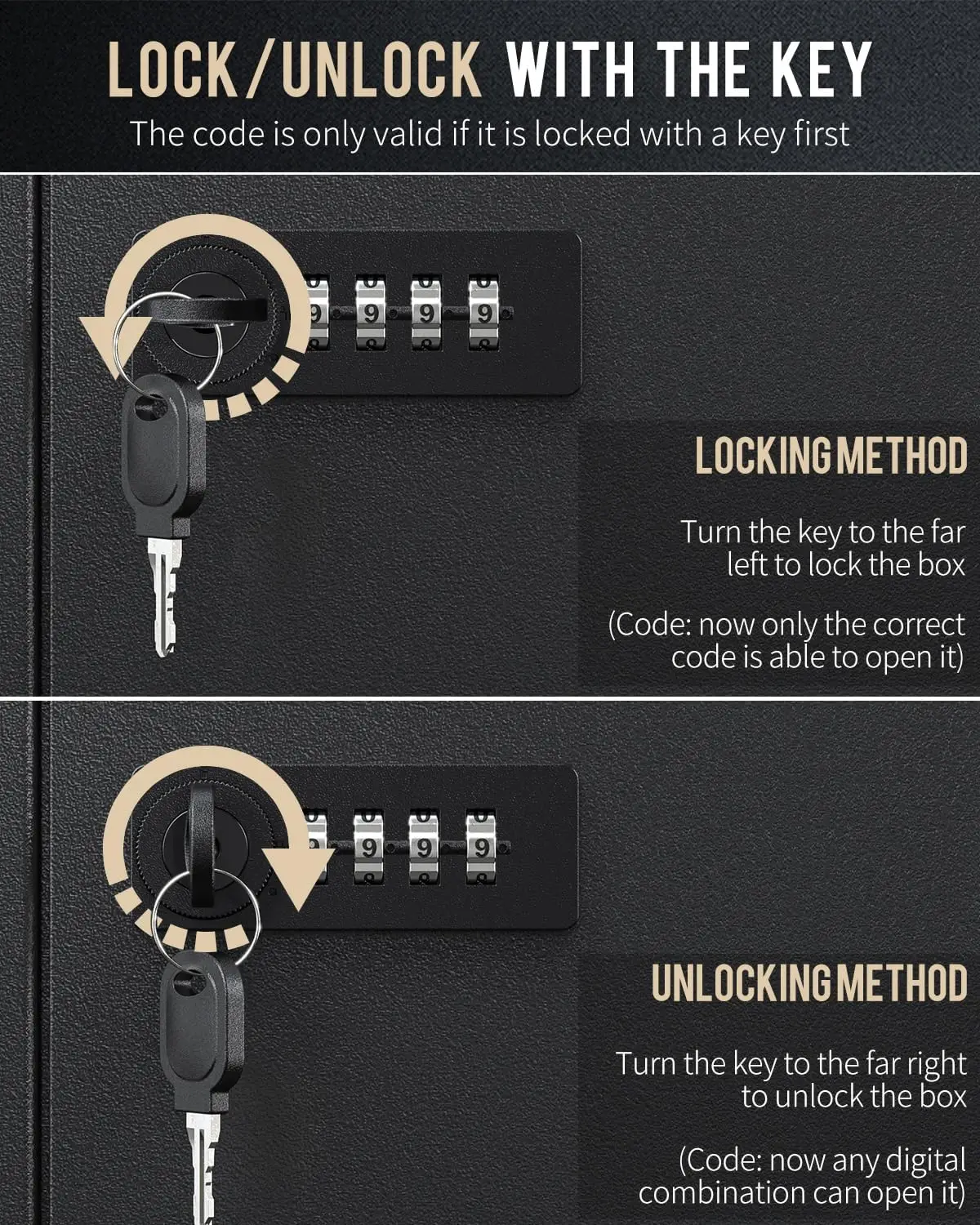 خزانة أمان رقمية مكونة من 100 مفتاحًا مع رمز قابل لإعادة الضبط وقفل مفتاح، ومنظم فولاذي مع رفوف وملصقات مشقوقة