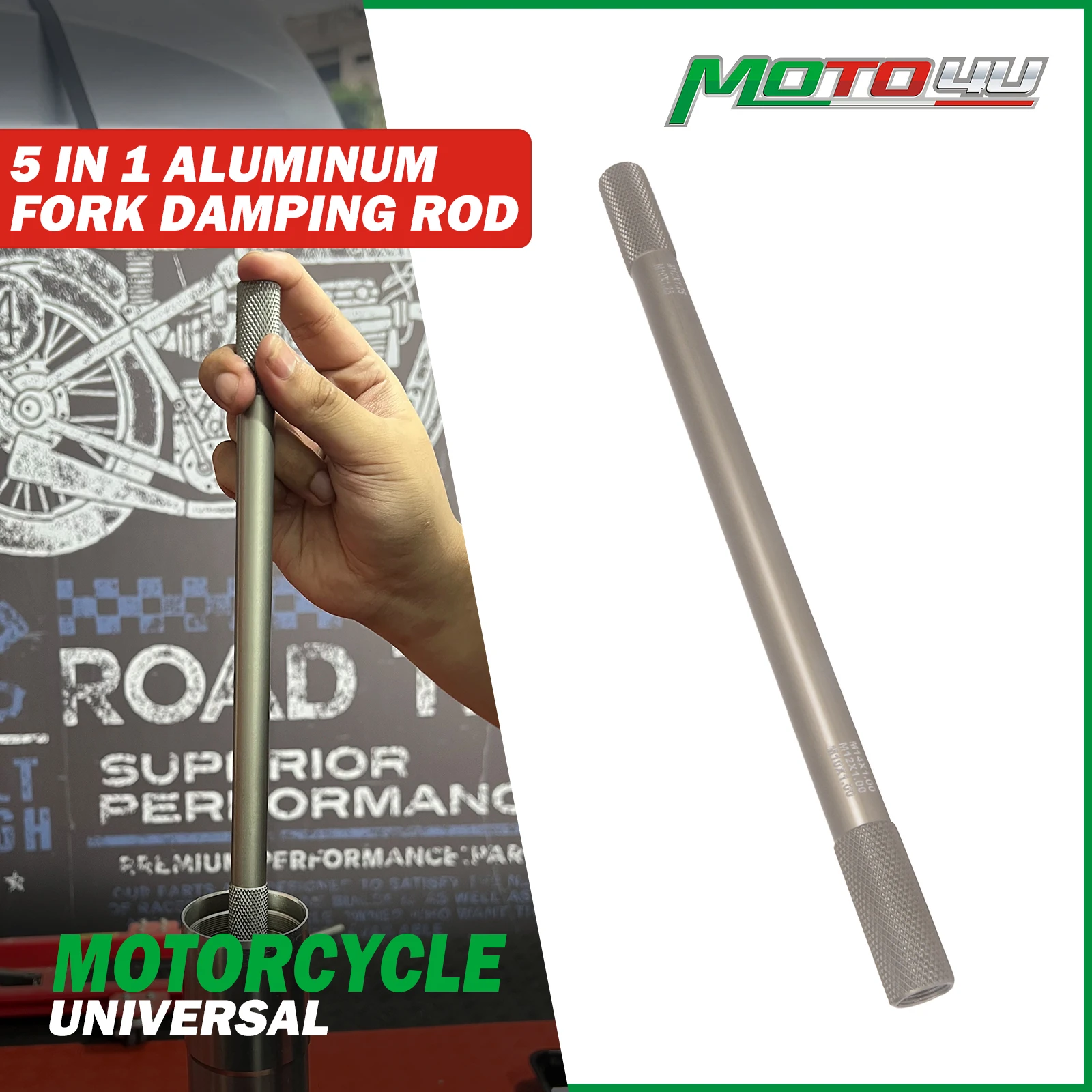 

MOTO4U 5 in 1 Motorcycle Aluminum Fork Damping Rod Maintenance Repair Tool Accessories M10*1.0/M10*1.25/M12*1.0/M12*1.25/M14*1.0