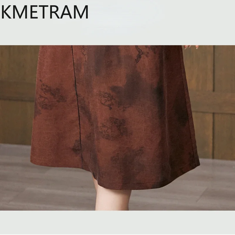 KMETRAM 100% Mulberry Silk Dress Women Luxury Party Long Dresses 2024 Summer Dress Womans Clothing Chinese Style Cheongsam 신상원피스