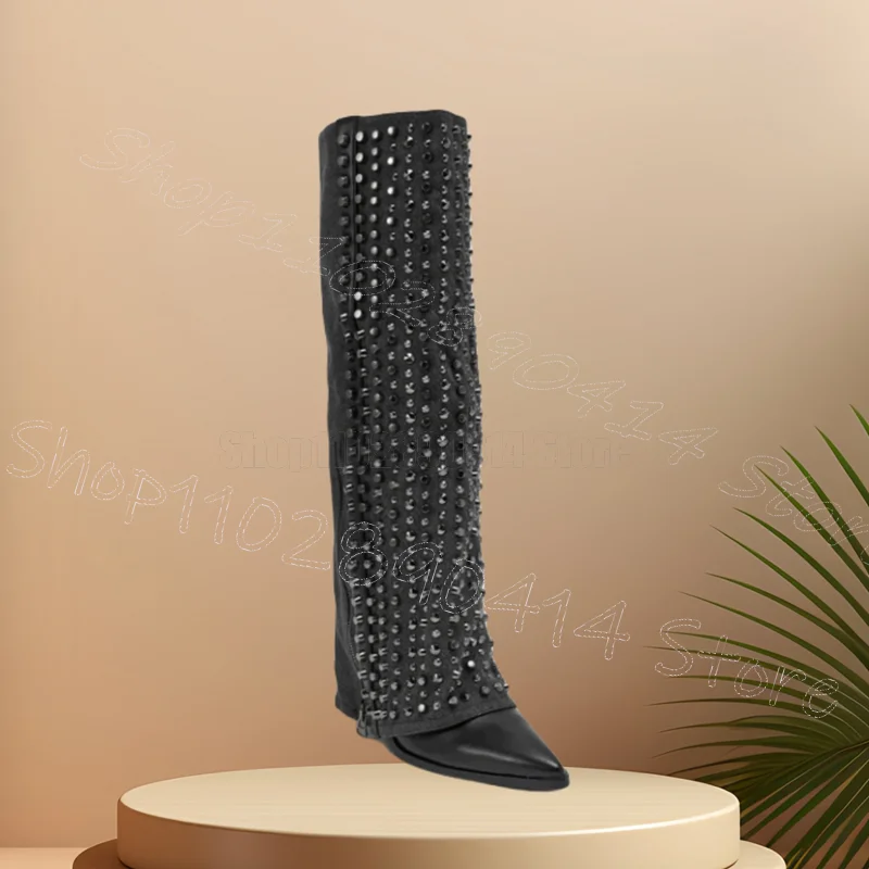 رمادي المسامير الدنيم تحولت أشار تو الأحذية الجانب سستة النساء أحذية كعب عالي مكتنز حفلة يؤرخ 2025 Zapatos Para Mujere