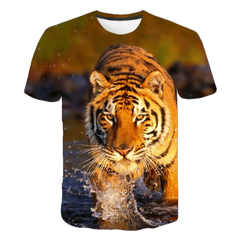 New Tiger 3d Printing Men Ladies Kids T Shirts Funny Fashion Cool Animal Print Top Breathable Lightweight Summer Short Sleeves