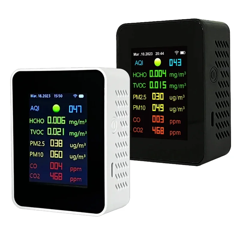 9-in-1 WiFi CO2 Detector PM2.5 Formaldehyde TVOC Alarm AQI graffiti WiFi CO Outdoor Air Quality