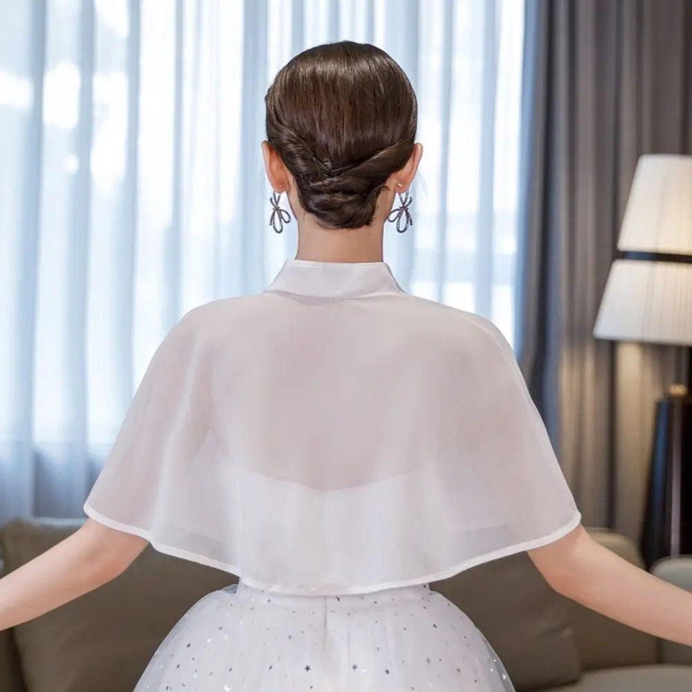 

Милое шифоновое свадебное платье невесты, шаль, сплошной цвет, пряжка со стразами, вечерние платья, шарфы, официальная накидка Cheongsam, косплей