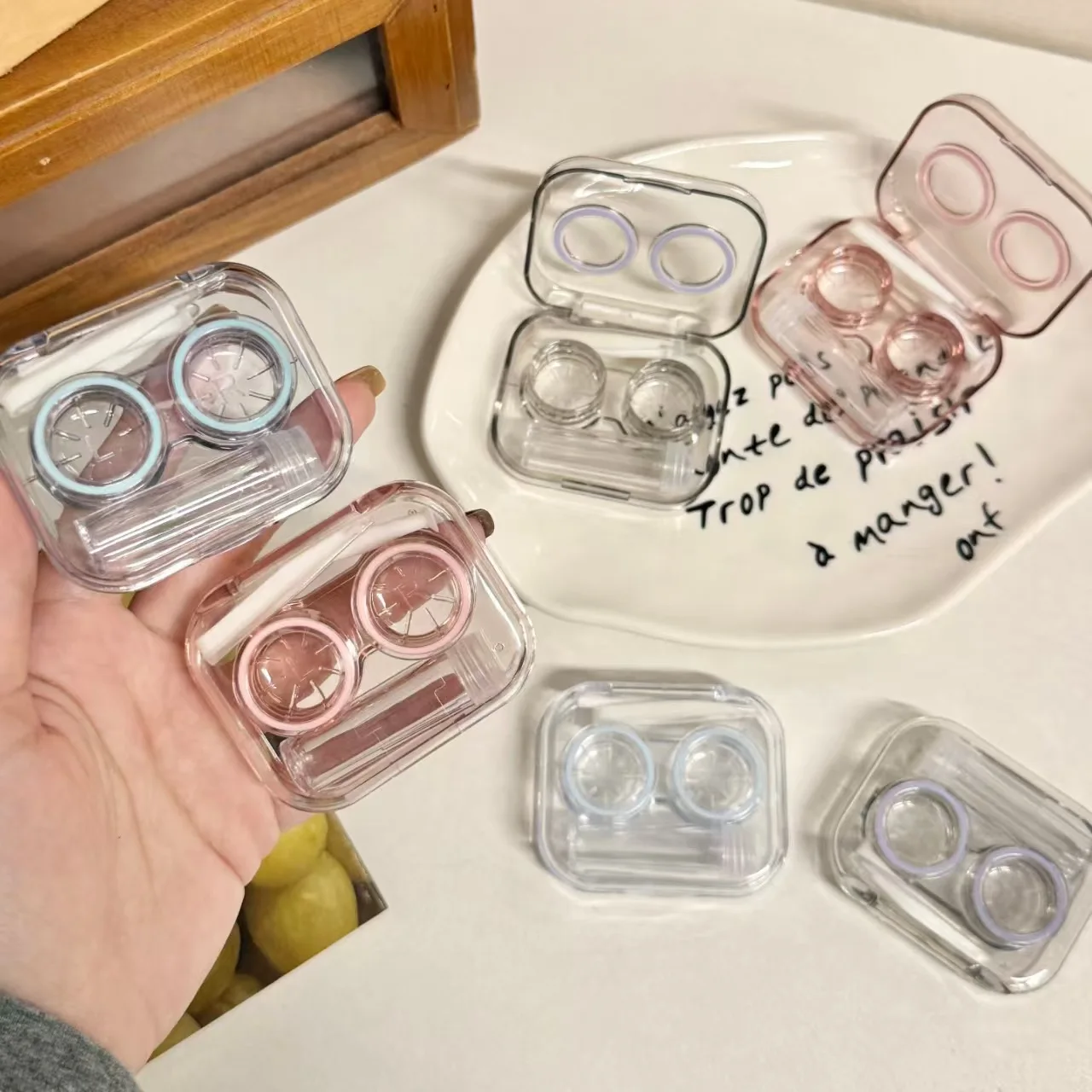 Clear Mini Contact Lens Storage Box Integrated No-screw Cap Portable Compact Travel Lens Holder for Daily Outdoor Use