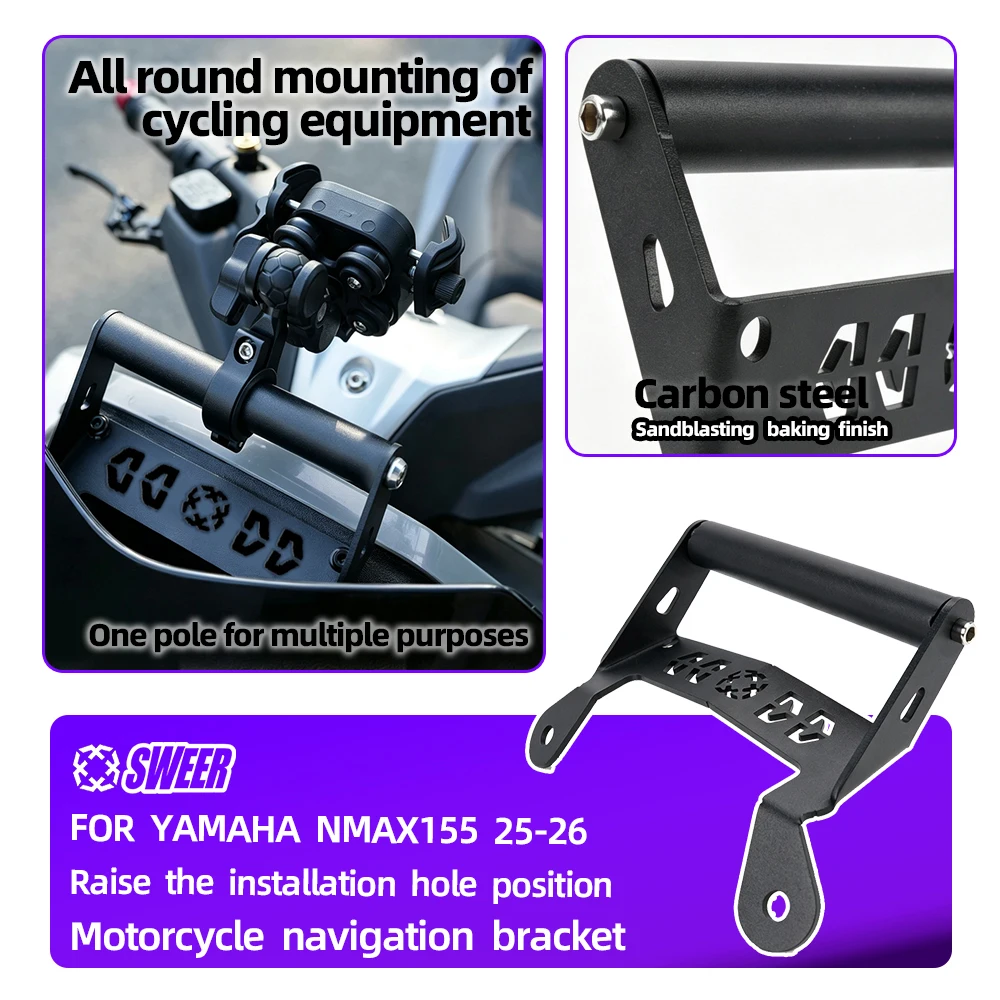 2025-2026 For Yamaha NMAX155 Windscreen Extension Bracket Motorcycle GPS Phone Navigation Mount Holder Accessories