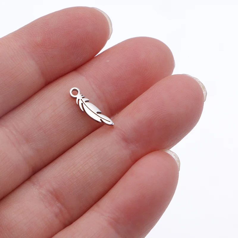 10pcs Small Feather Charm Pendants for DIY Necklace Bracelets