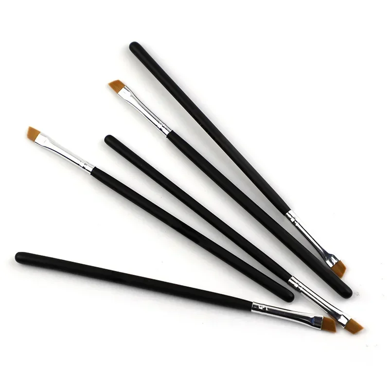 2 個眉輪郭ブラシ小さな角度眉毛アイライナーメイクブラシ黒ハンドル顔鼻アイシャドウ化粧品美容ツール