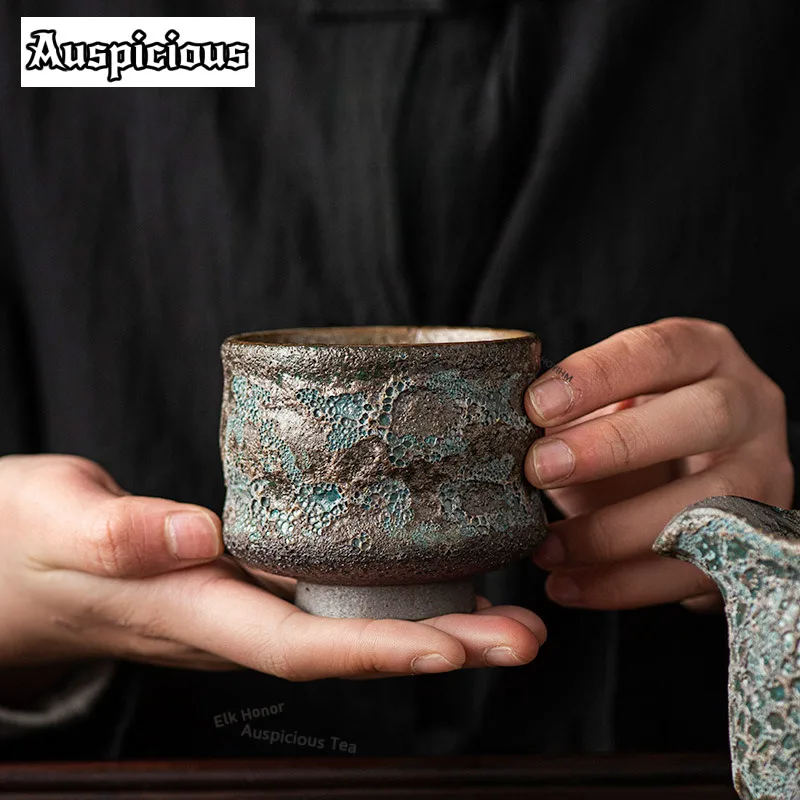 140ml Handmade Bionic Wormhole Ceramic Teacup Japanese Tea Bowl Jug Tea-tasting Smelling Cup Chazhan Master Cups Drinkware Gifts