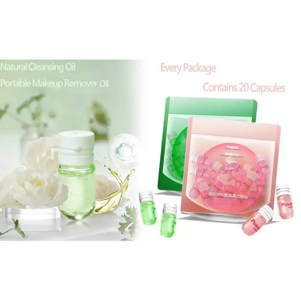 Verzachtende Kalmerende Reinigingsolie Diepe Reiniging Zachte Make-up Remover Olie Draagbare Niet-Vette Formule Make-up Remover Capsules