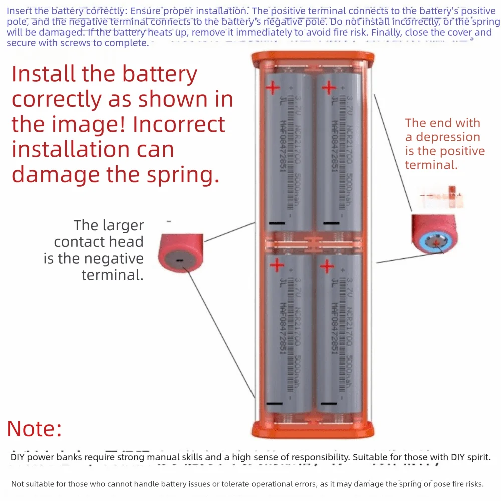 4* 21700 Power Bank Case Transparent Detachable Power Bank Holder Digital Display Portable Battery Shell DIY Assembly