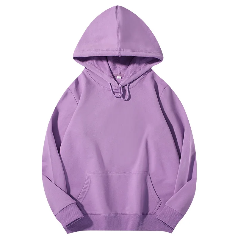 

High Quality 100% Cotton Hoodies Sweatshirt Men Woman Fashion Solid Color Purple Spring Autumn Fleece Hip Hop Hoody Casual Tops