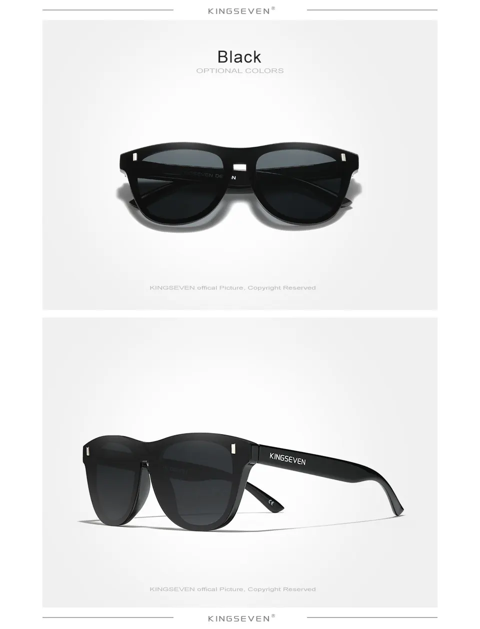 KINGSEVEN Neue Marken-Design Herren-Sonnenbrille Polarisierte Sonnenbrille Damen Integrierte Linse Modische Brillen Oculos De Sol – Detail 6