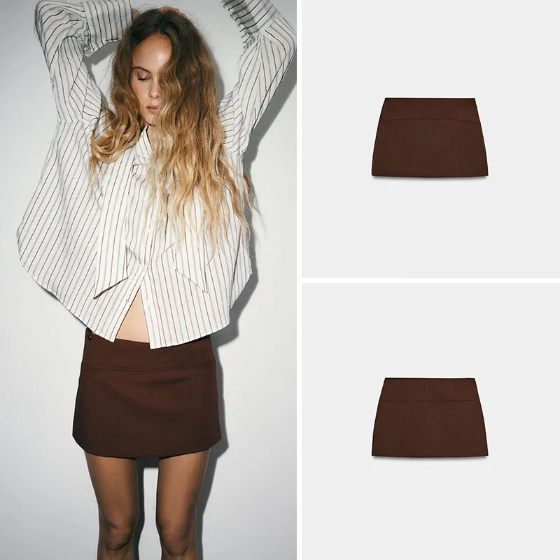 

Модные повседневные брюки-юбка с низкой посадкой однотонного цвета для женщин, новинка весеннего сезона, простой дизайн, подходит для возраста 25-35 лет