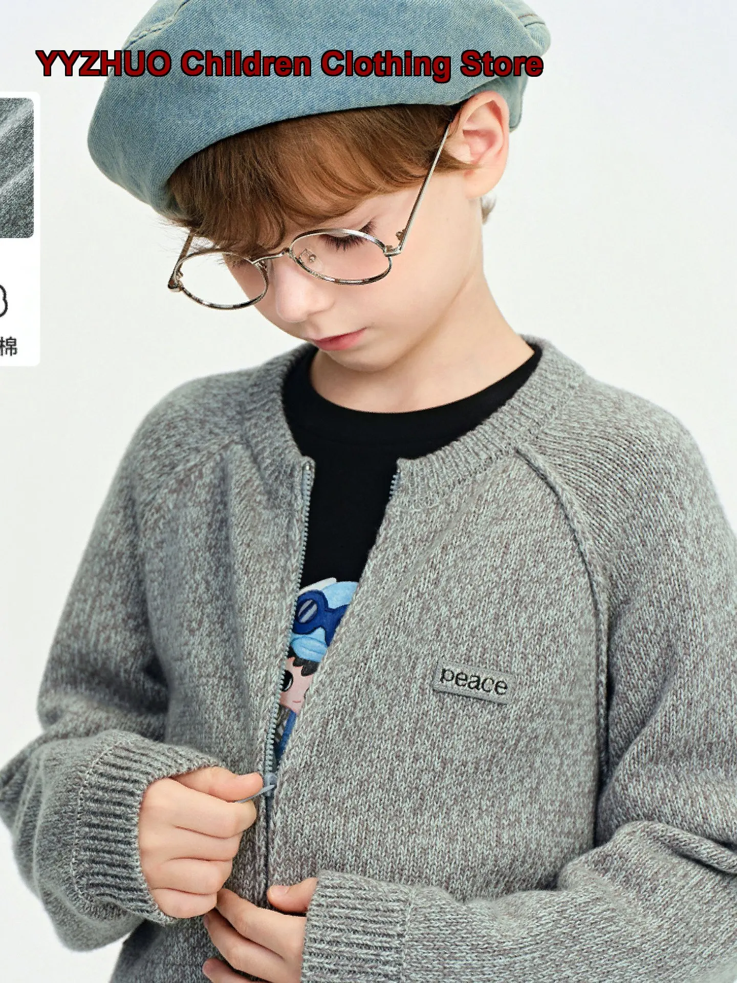 Boys Knit Cardigan with Zipper Fashionable Elegant Sweater Autumn Winter Kids