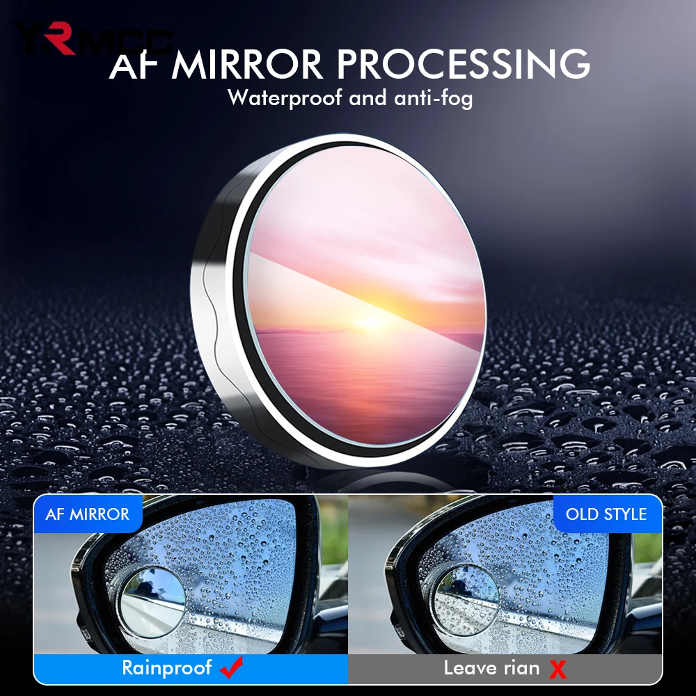 2pcs Car Rear View Mirror  360 °Adjustable Clear Rearview  Round Mirror Large Vision Reverse Assist Mini Car Blind Spot Mirror