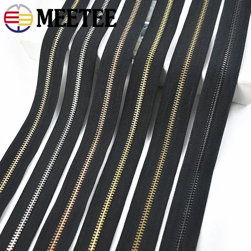 1/2/5Yards 3# 5# Metal Zipper Tapes Bag Clothes Zippers For Jacket Black Zip By The Meter Zips Repair Kit DIY Sewing Accessories