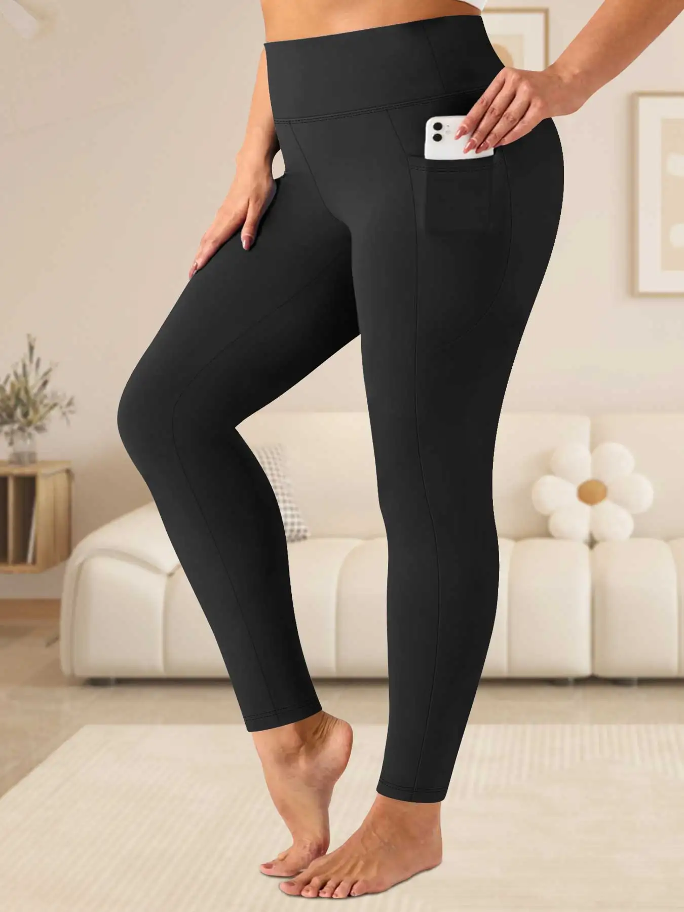 Plus Size High Waisted Leggings with Pockets for Women - Buttery Soft Yoga Pants for Gym Workout, Athletic Running