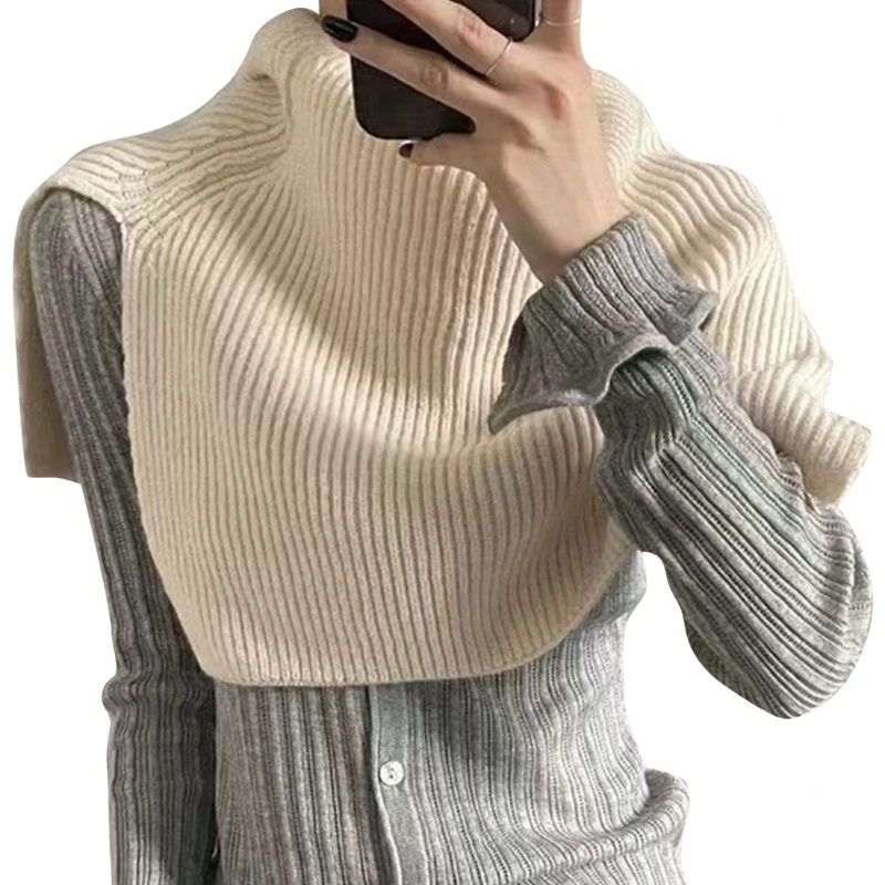 Warm Knitted Scarf Women Turtleneck Knitted False Fake Collar Detachable Neck Scarf Thicken Windproof Fake Collars