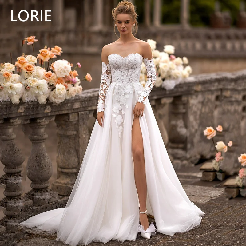 LORIE Sexy A-line Wedding Dresses Flower Applique Side Split Bridal Gown Elegant Backless Wedding Gowns Customized 2025