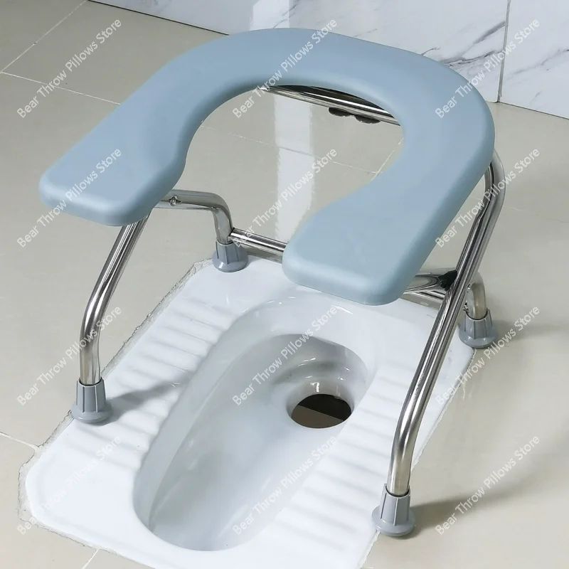 Pregnant Women Elderly Toilet Stool U Design Bathroom Chair Folding Stainless Steel Bath Seat Stable Anti-skid  Foot Rest