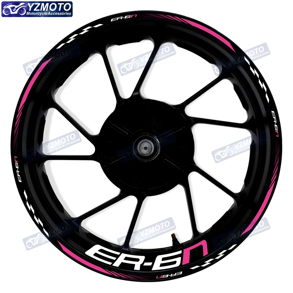 For ER-6N ER6N Motorbike Reflective 17 Inch Wheel Stickers Rim Stripe Tape Hub Motorcycle Decal Accessories Waterproof Decorate