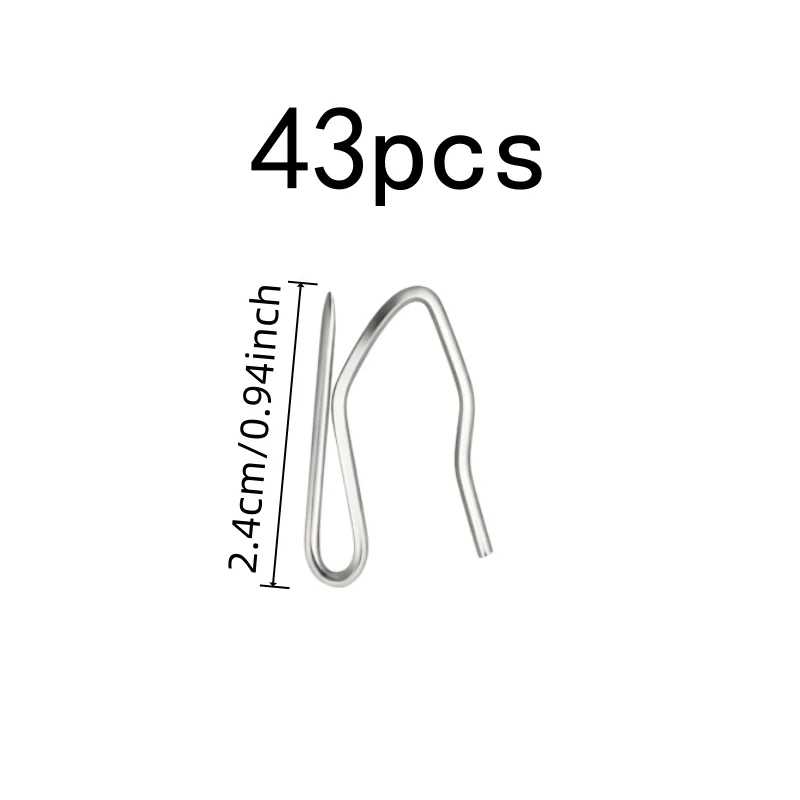 43 pcs 2.4cm Metal Pleat Hooks, Rust Resistant Durable, Home Window Drapery Curtain Pleat Fixing, S-Curve Shape Design