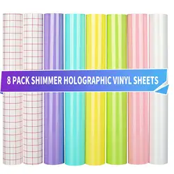 8sheets Metal Brushed Self-adhesive Vinyl For Cricut Lettering Instant Sticker Cup Wall Car Sticker Home Decoration DIY 12