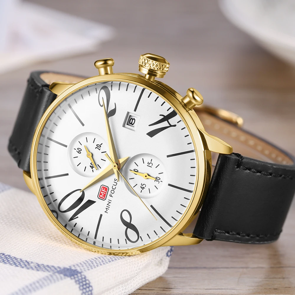 MINI FOCUS Fashion Quartz Watches for Man Luxury Luminous Waterproof Chronograph Calendar Casual Business Ladies Watch