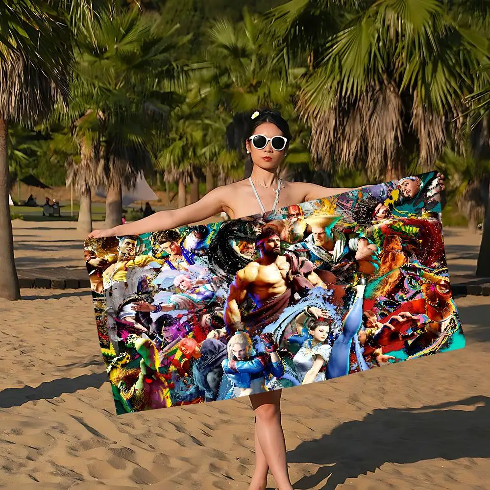 S-Street F-Fighter Game Microfiber Printed Beach Towel Mountain Climbing Yoga Beach Swimming Running Absorbent Soft Towel