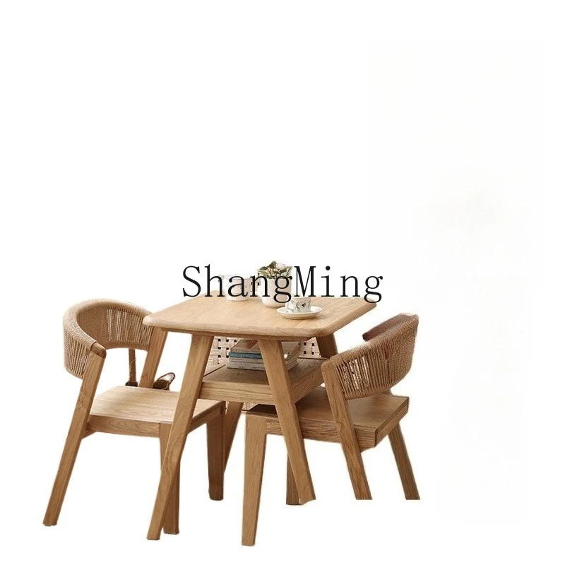 CL wood balcony hugging tables and chairs small apartment simple stackable storage small tea table