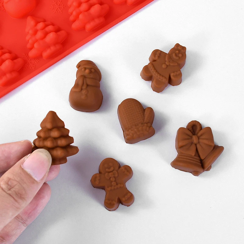 Christmas Chocolate Mold 3D Silicone Mold Gingerbread Man Snowman Gloves DIY Cookie Chocolate Kitchen Baking Tool New Year Noel